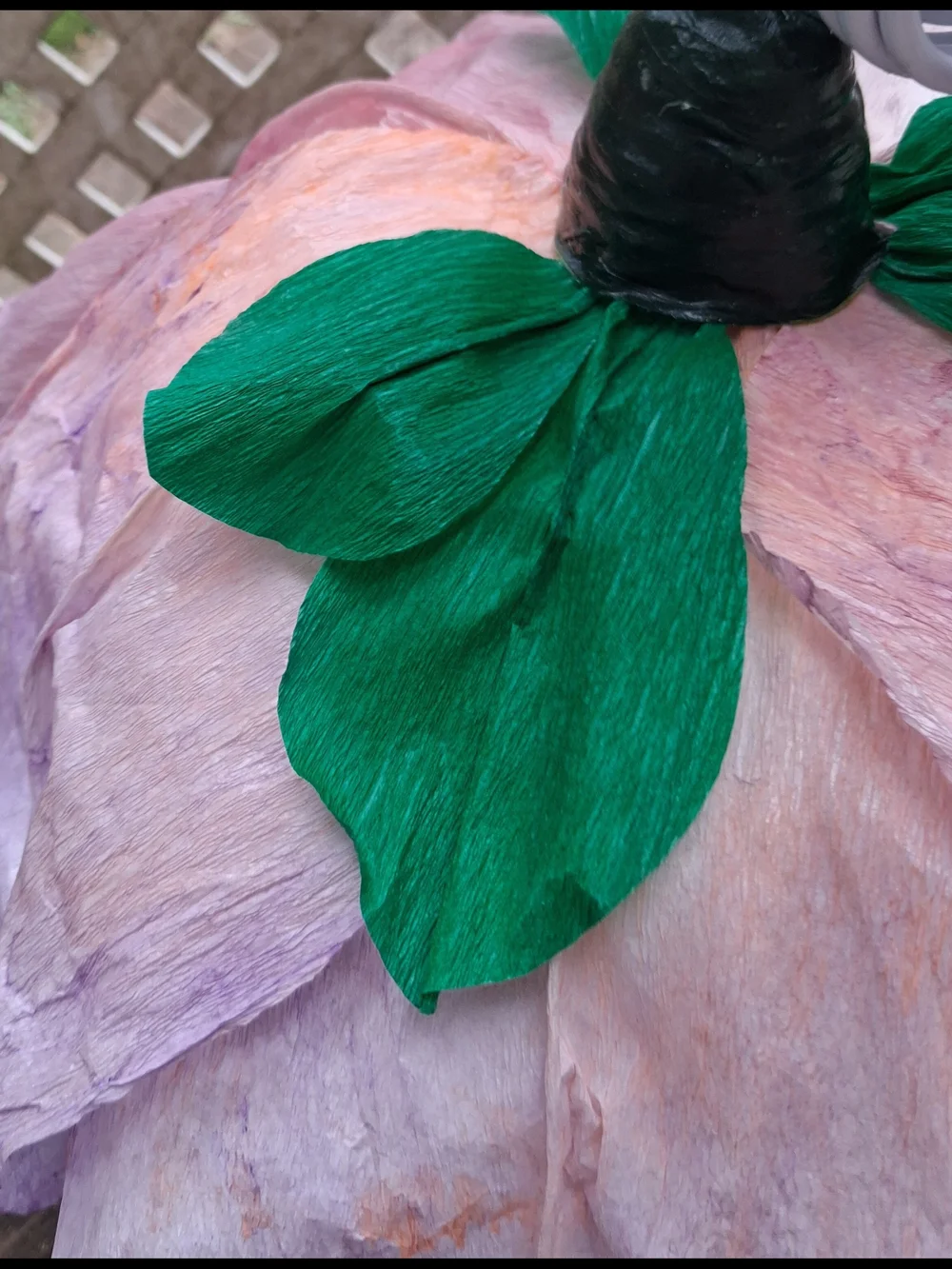 Handcrafted Large Watercolor Italian Crepe Paper Flower Hanging Lamp W/LED Bulb